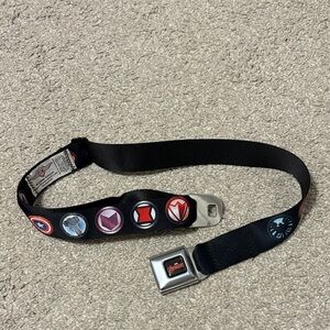 Buckle-Down Black Belt with Superhero Emblems